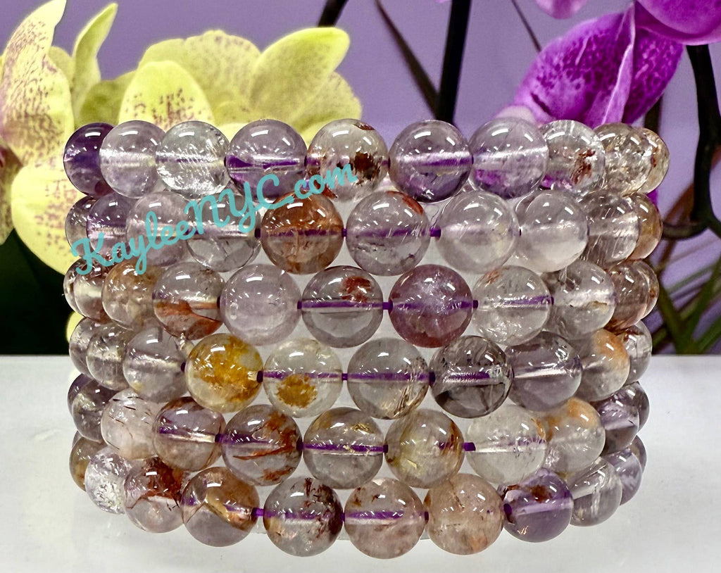 8mm Natural Super 7 Crystal Healing Stretch Bracelet 7.5"
