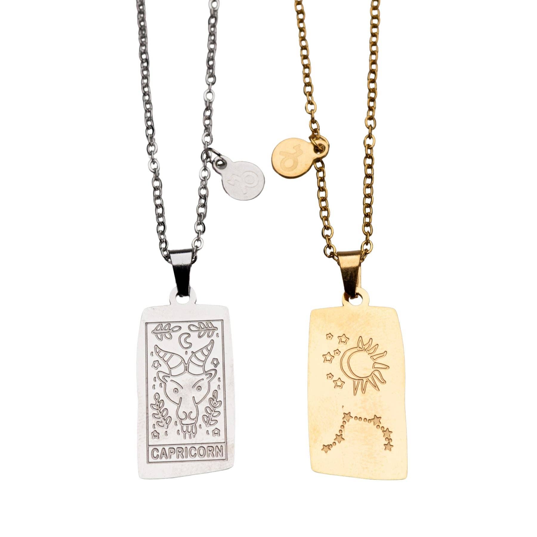 Zodiac Tarot Card & Astrology Necklace: Gold Plated / Aries