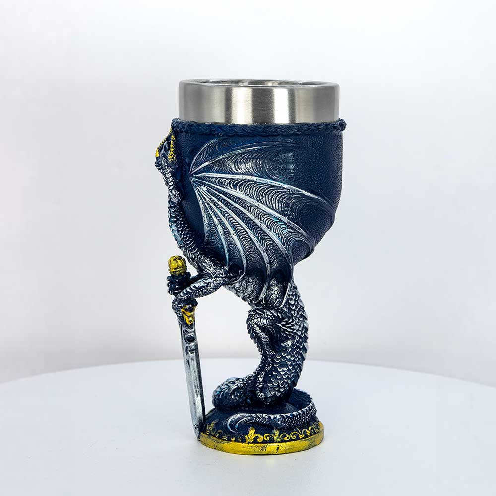 Stainless Steel Chalice - Medieval Dragon w/ Sword (Each): Medieval Dragon