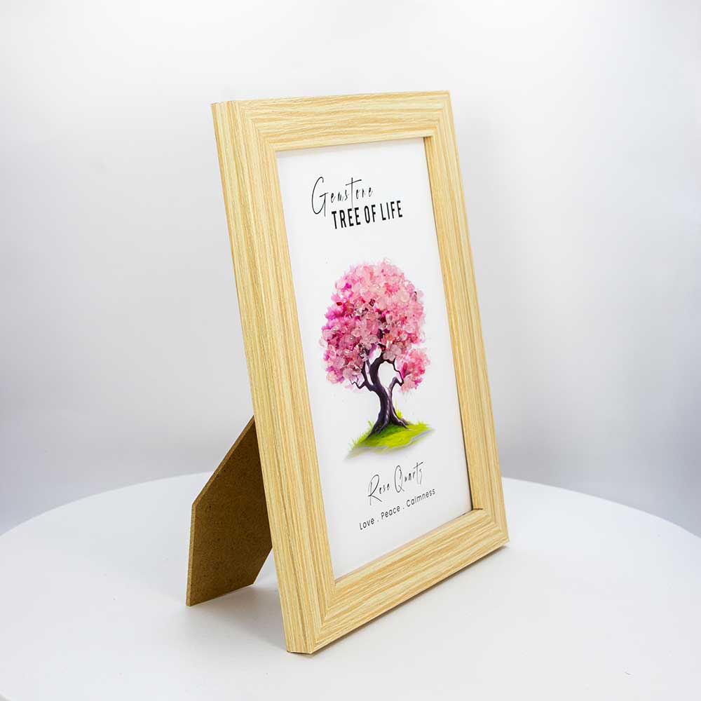 Wood Picture Frame Gemstone Tree of Life - Rose Quartz: Rose quartz