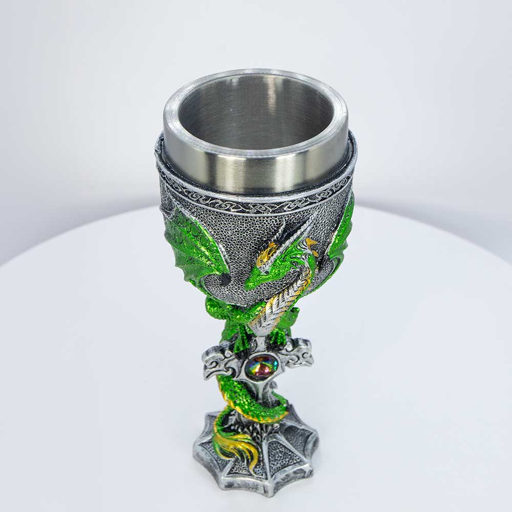 Stainless Steel Chalice - Medieval Dragon w/ Gem (Each): Medieval Dragon