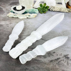 Hand Carved Crystal Selenite Knife with Twisted Handle: 40cm