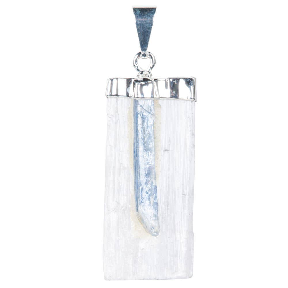 SELENITE AND GEMSTONE PENDANTS: ROSE QUARTZ