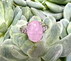 Natural Kunzite Ring White Bronze