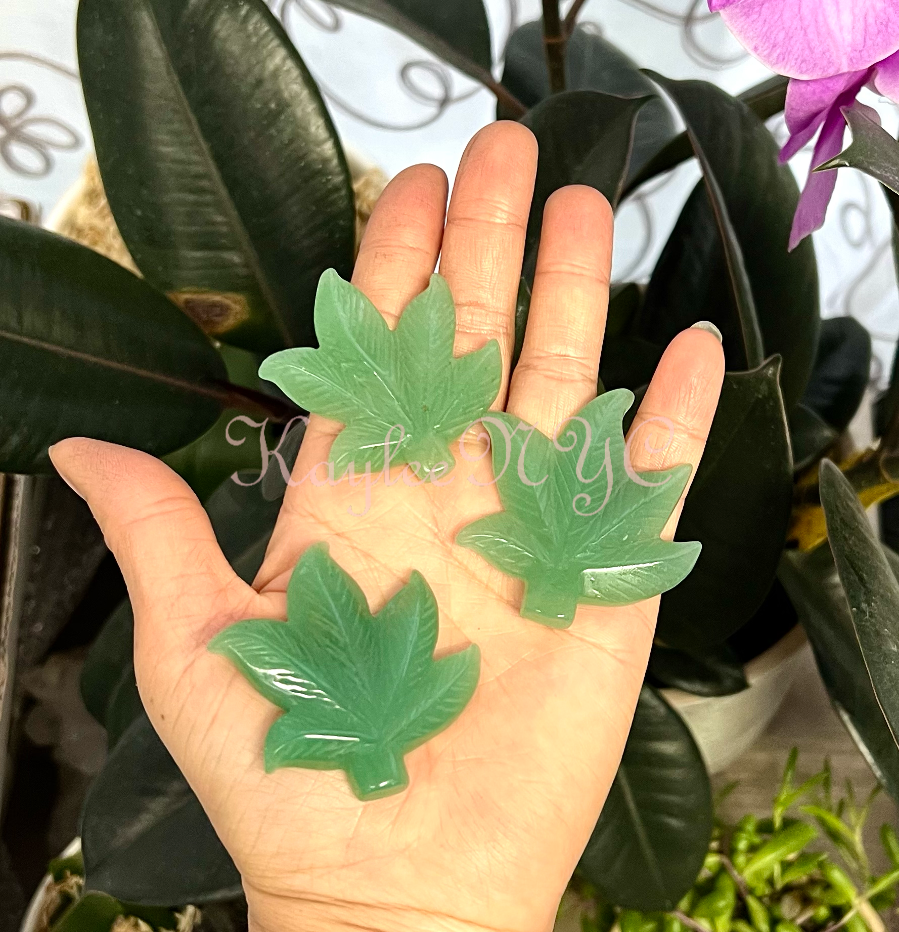 2” Natural Aventurine Pot Leaf for Healing