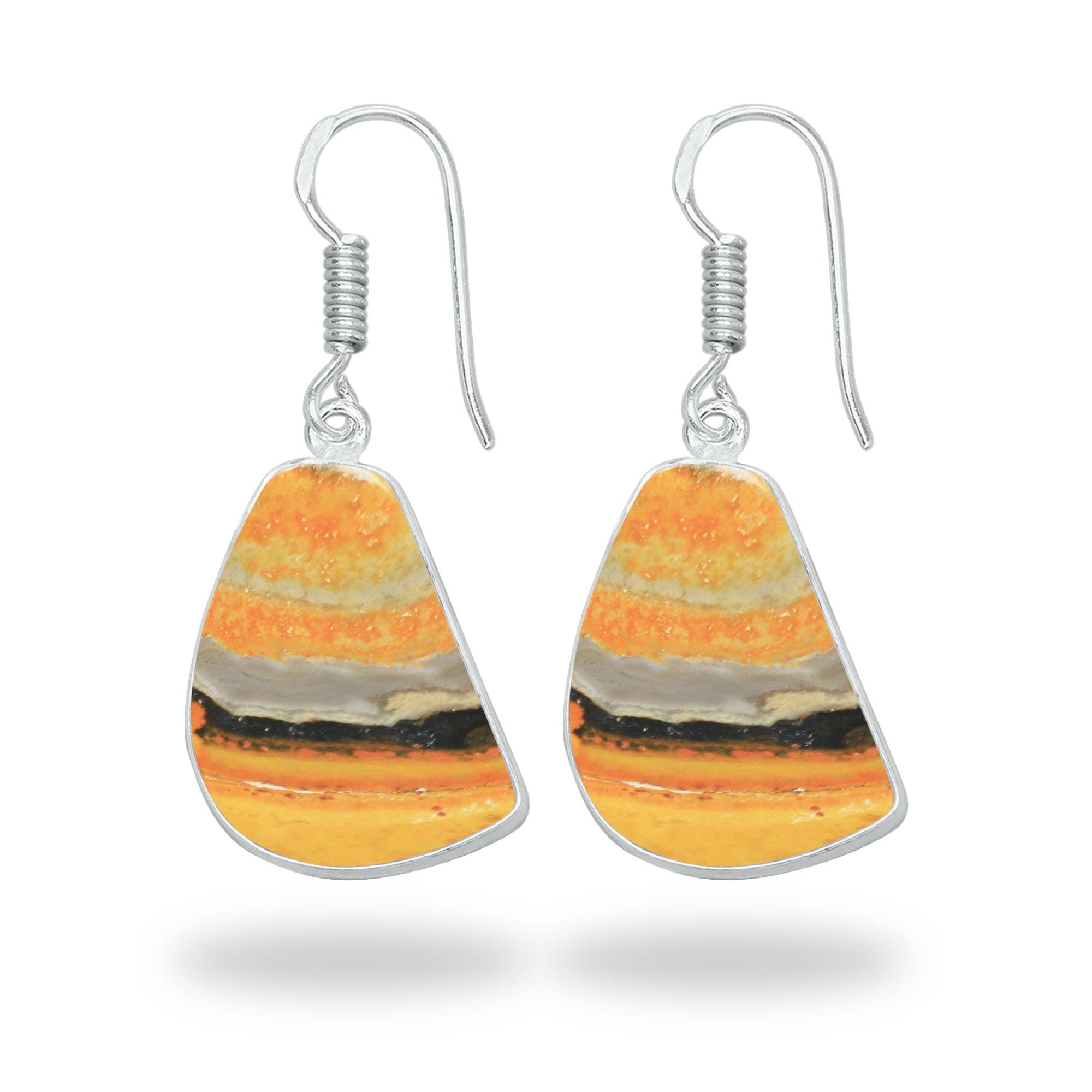 Bumblebee Jasper Earrings – Minimalist Design, Silver-Plated, Handmade
