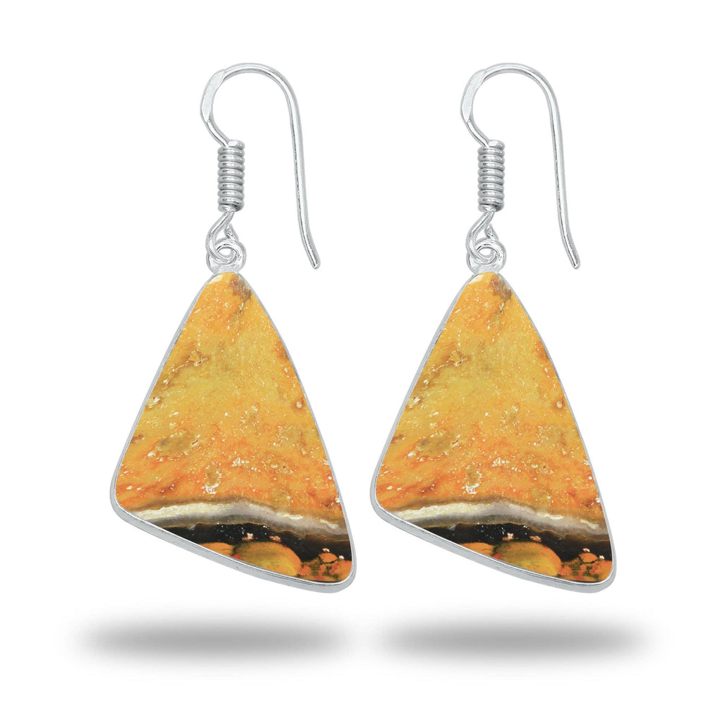 Bumblebee Jasper Earrings – Minimalist Design, Silver-Plated, Handmade