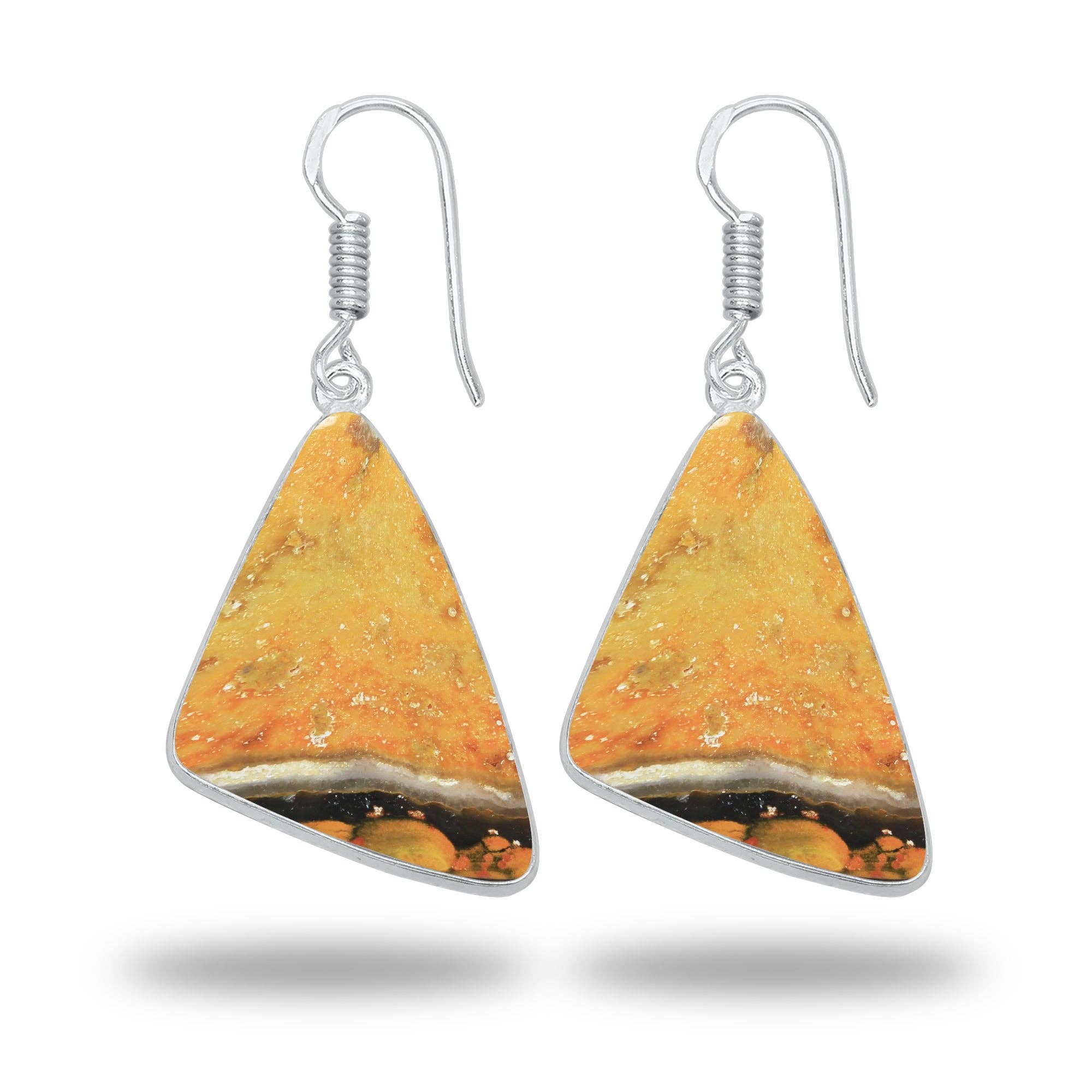 Bumblebee Jasper Earrings – Minimalist Design, Silver-Plated, Handmade