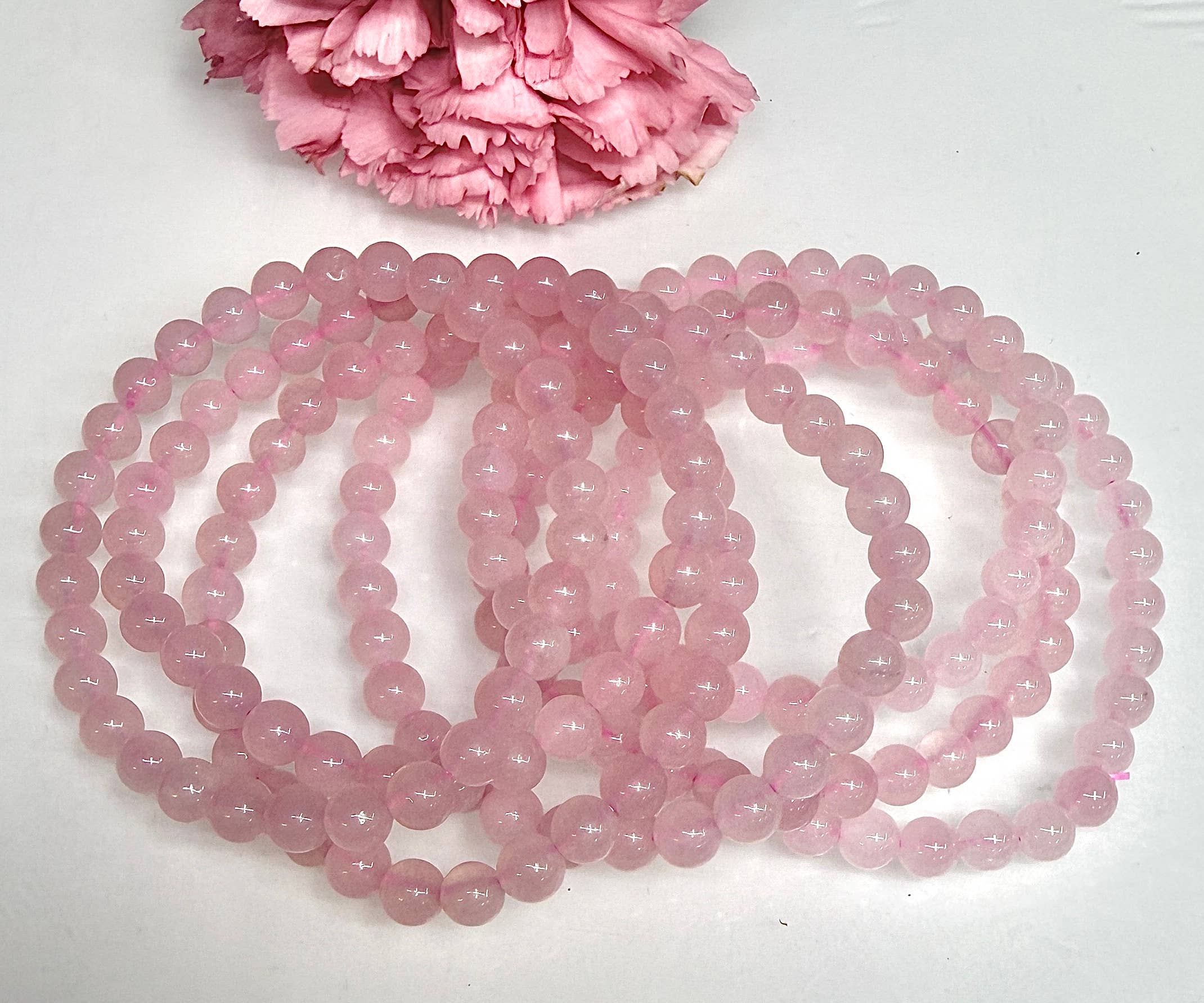 6mm Natural Rose Quartz Crystal Healing Stretch Bracelet