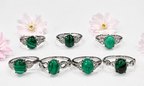 Natural Malachite Stainless Steel Rings 8x10mm