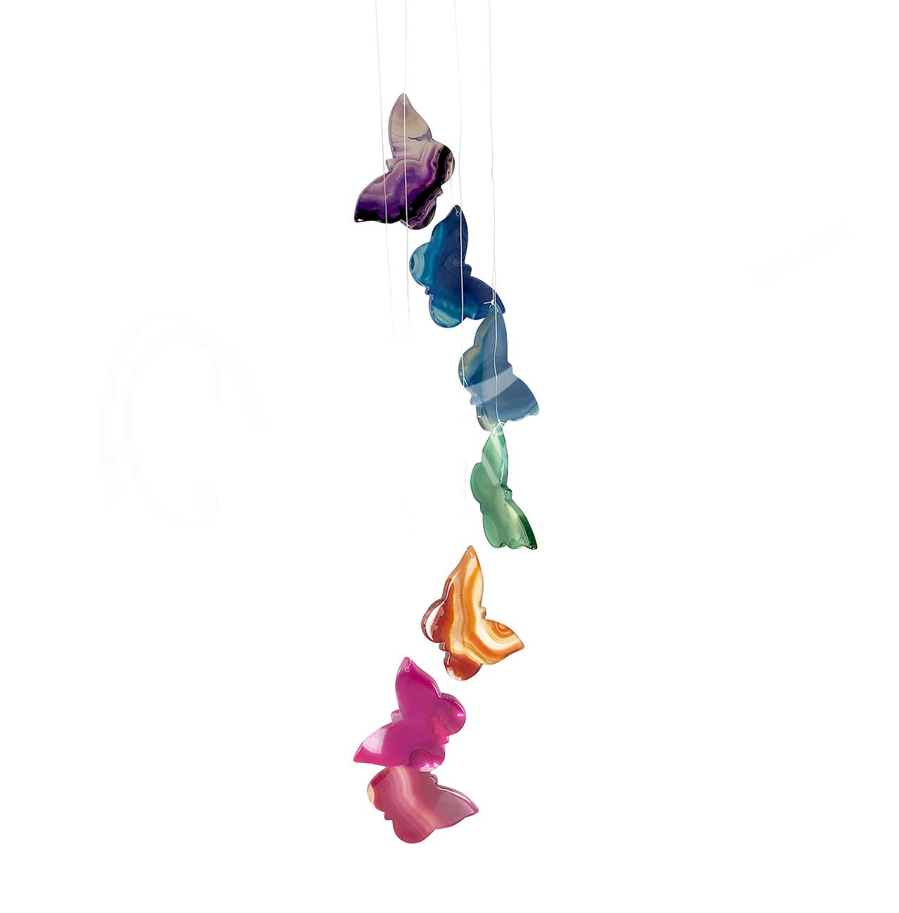 Wind Chime/Mobile - Agate Chakra Butterflies 27"