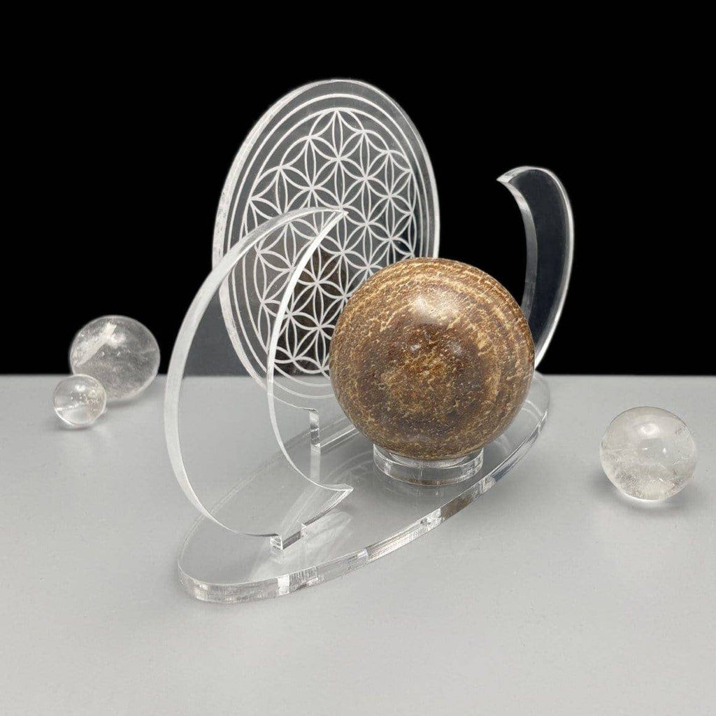 Acrylic Sphere Crystal Holder Moons - Flower of Life