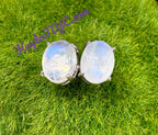 Natural Moonstone Stud Earring 7x9mm
