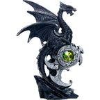 Polyresin Winged Dragon Perched on Shield w/Gem (Set of 2): Dragon