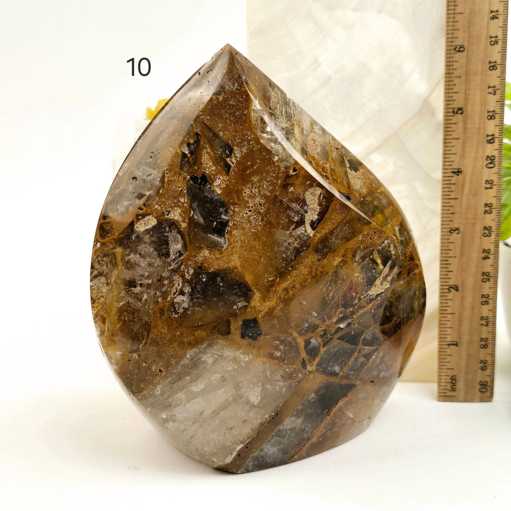 Golden Healer Quartz Crystal Flame Point Cut Base - You Choose #1: 4