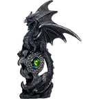 Polyresin Winged Dragon Perched on Shield w/Gem (Set of 2): Dragon