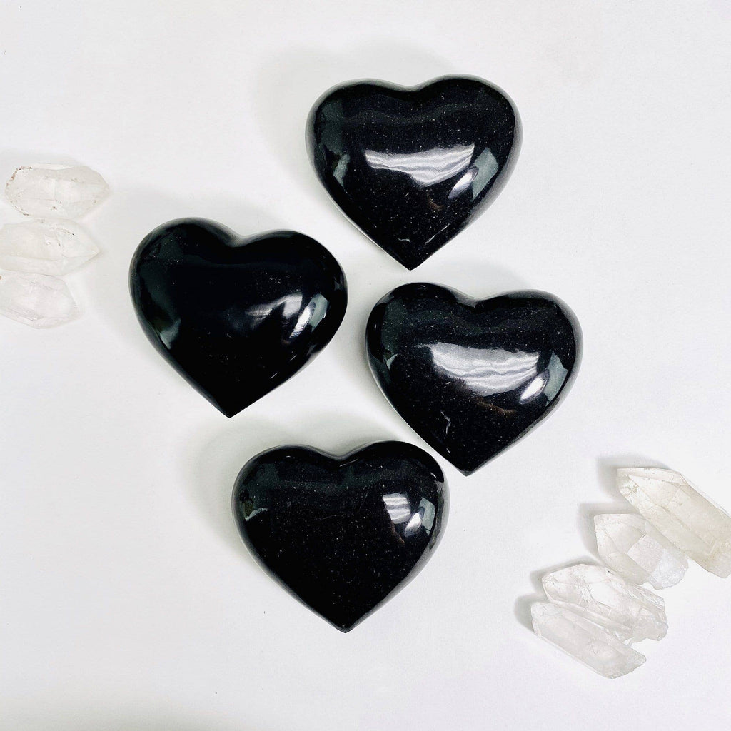 Black Onyx Puff Crystal Hearts