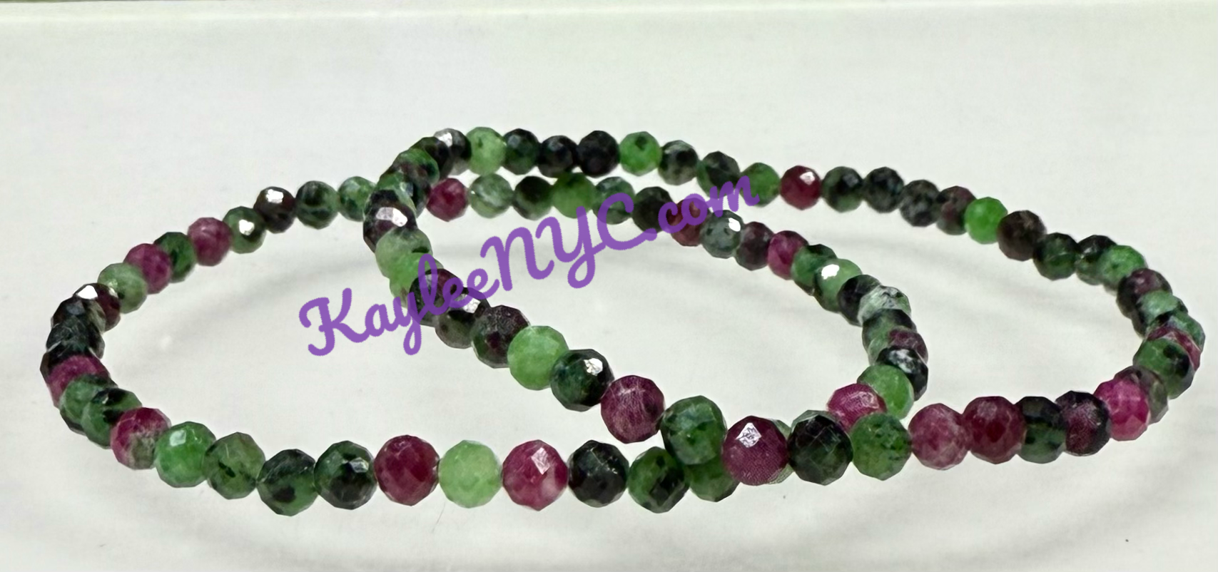 4mm Faceted Natural Ruby Zoisite Crystal Stretch Bracelet