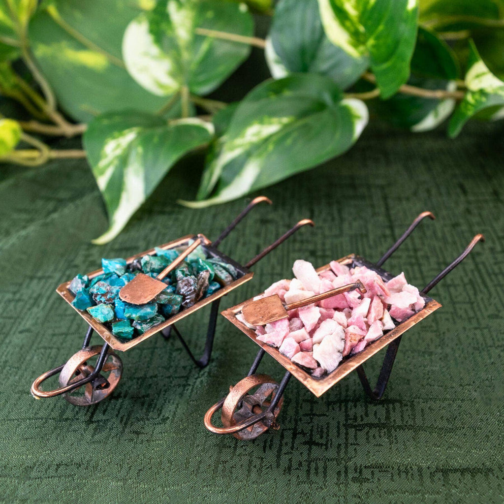 Crystal Chip Wheelbarrow.: Chrysocolla
