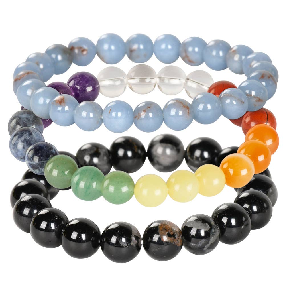 8mm Crystal Gemstone Energy Bead Stretch Bracelets: Labradorite