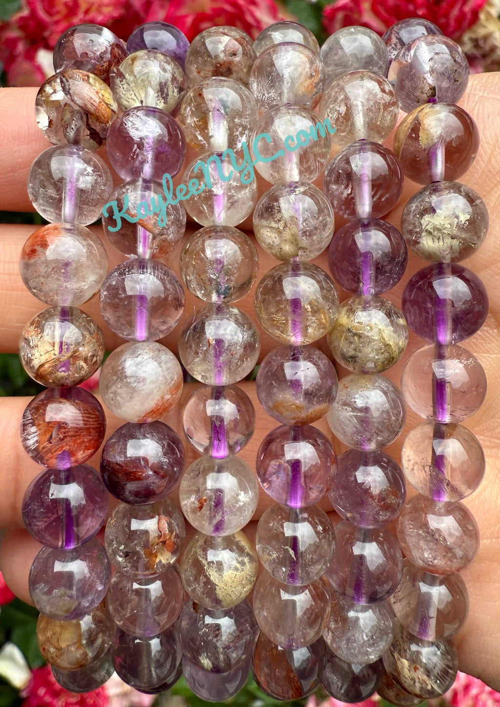 8mm Natural Super 7 Crystal Healing Stretch Bracelet 7.5"