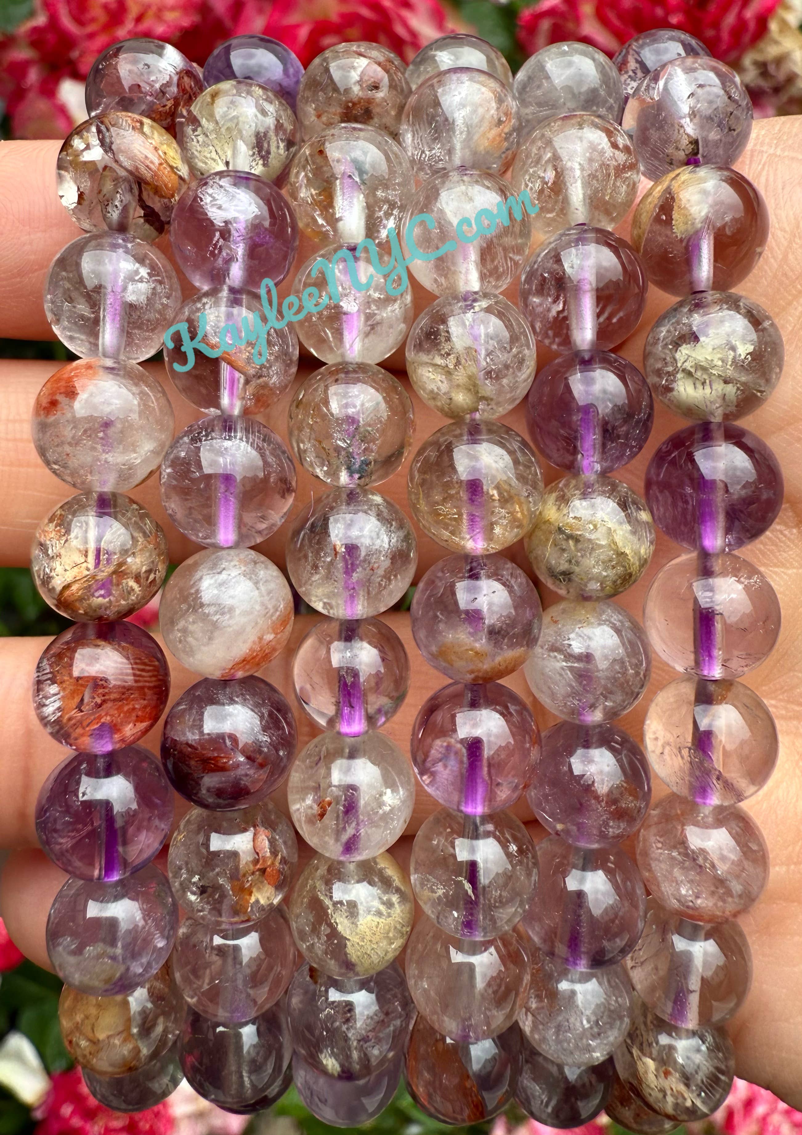 8mm Natural Super 7 Crystal Healing Stretch Bracelet 7.5"