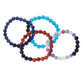 8mm Crystal Gemstone With Lava Bead Bracelets: 8MM LAVA BEAD BRACELET