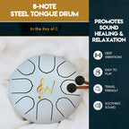 6-Inch 8-Notes Steel Tongue Drum Meditation Rain Drum: Black