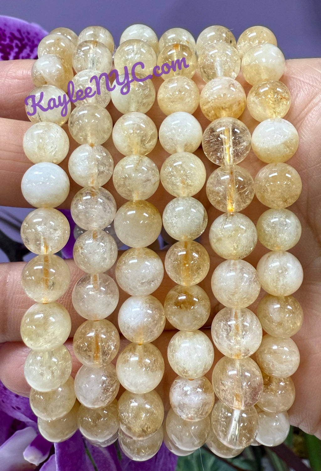 8mm Citrine Crystal Healing Stretch Bracelets 7.5" Energy