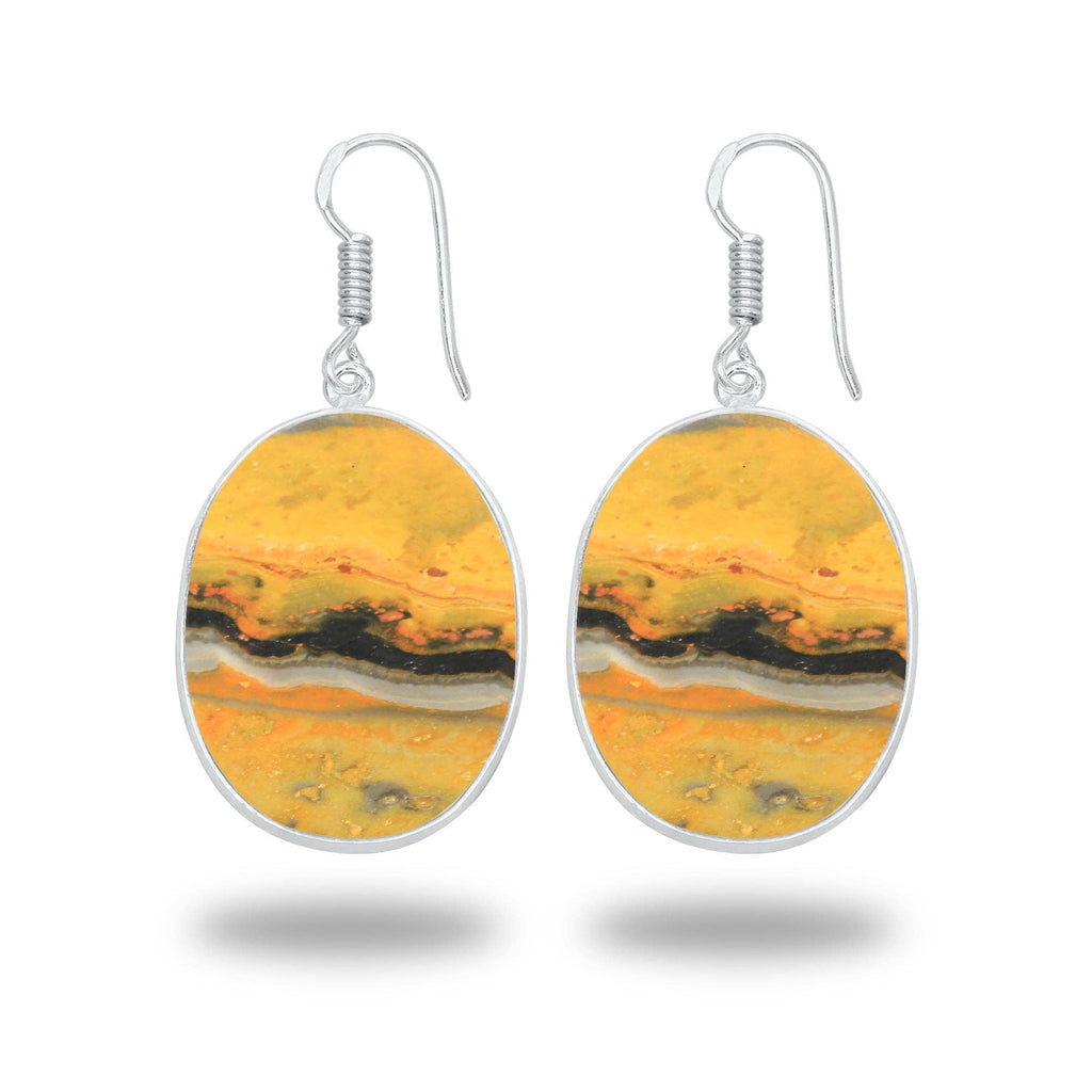 Bumblebee Jasper Earrings – Minimalist Design, Silver-Plated, Handmade