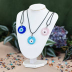 Evil Eye Necklace.: Light Pink