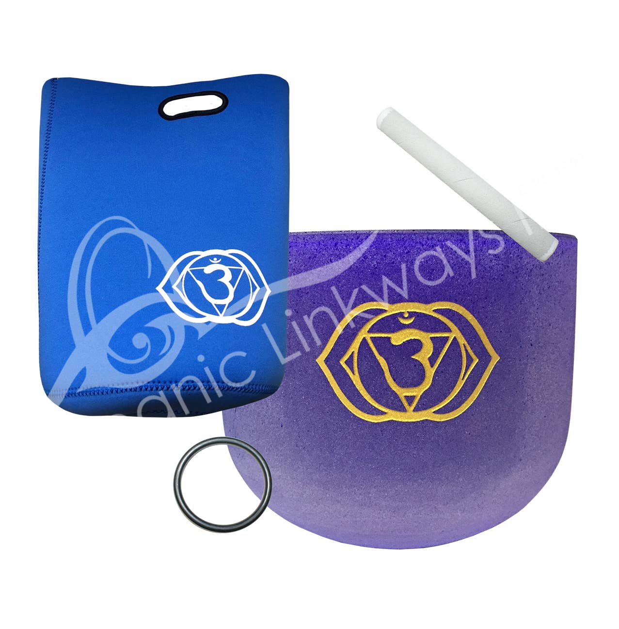 Singing Bowl - 6 Crystal Tuned A Frosted Dark Blue Third Eye Chakra