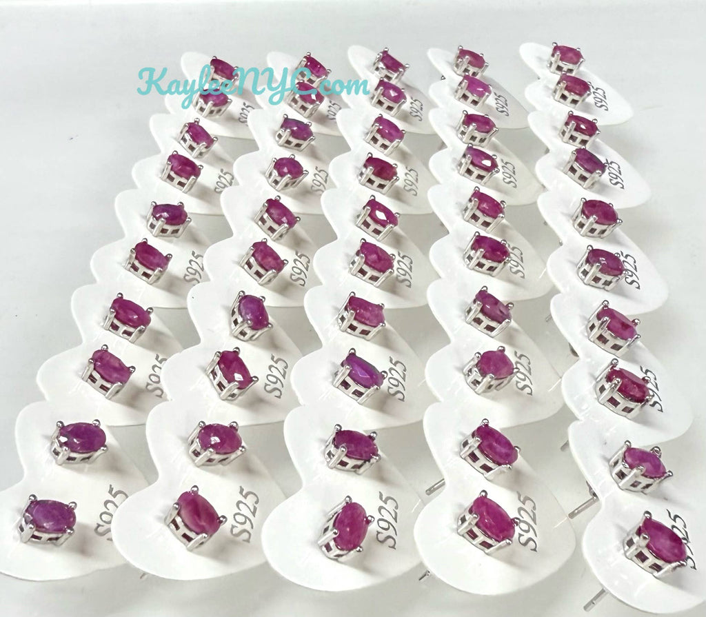 Natural Ruby Stud Earring 4x6mm