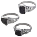 Shungite Assorted Shapes Spiral Band Ring: Sterling Silver / 6 / Sunghite