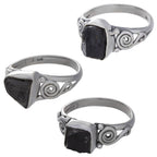 Shungite Assorted Shapes Spiral Band Ring: Sterling Silver / 6 / Sunghite