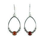 Carnelian Silver Dangling Earrings