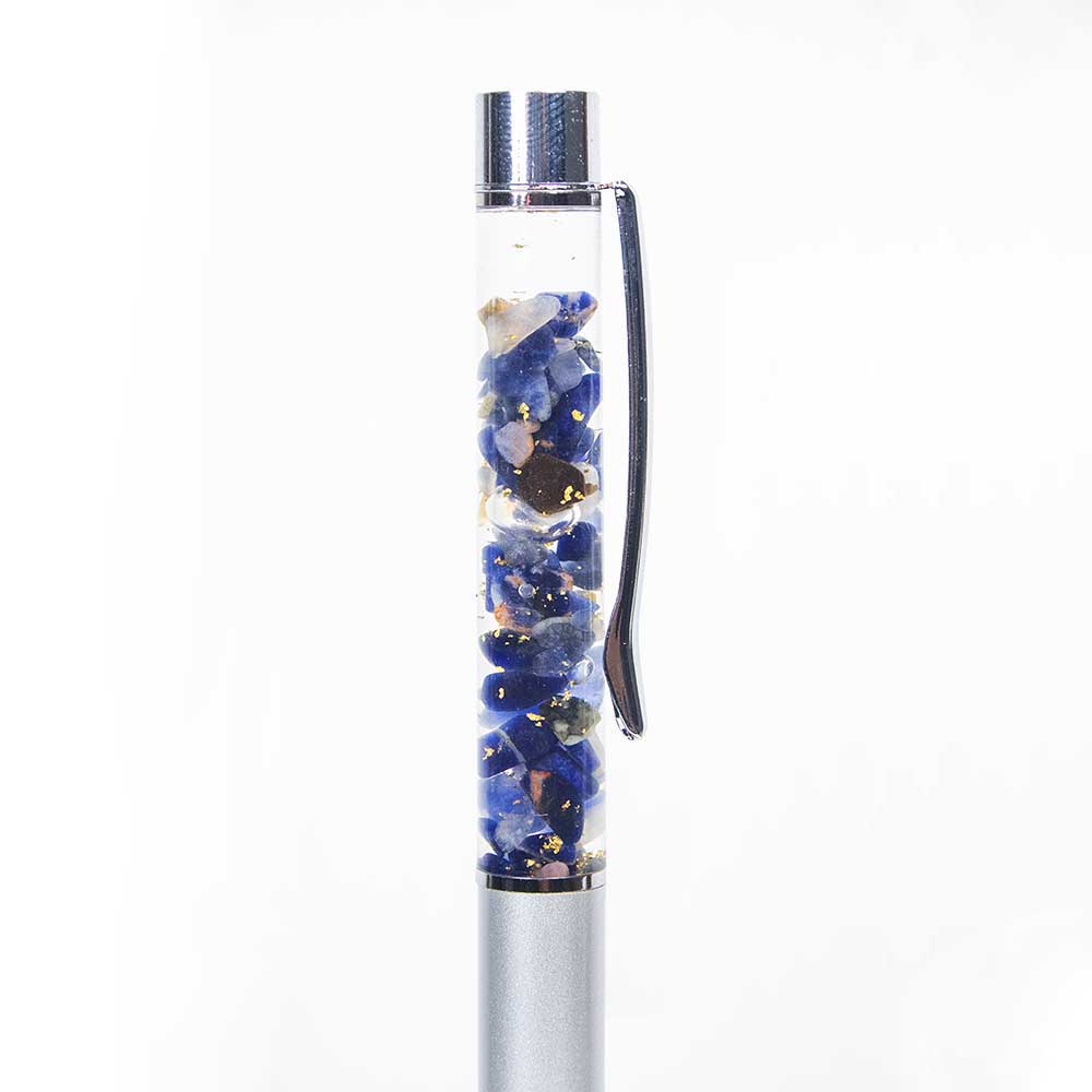 Gemstone Pen Ass't w/ 23K Pure Gold Flakes Display of 36: Gold Flakes