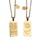 Zodiac Tarot Card & Astrology Necklace: Gold Plated / Aries