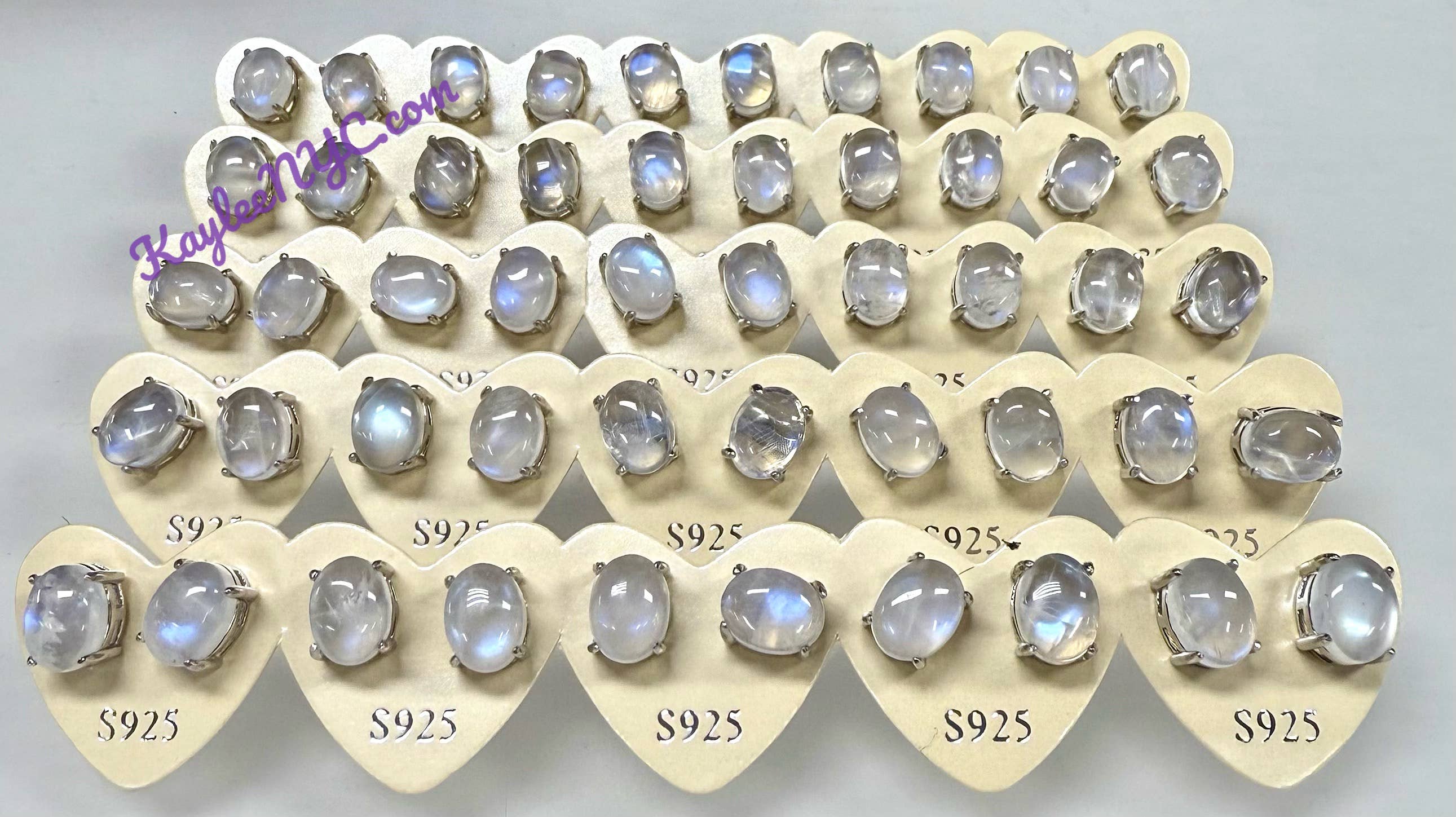 Natural Moonstone Stud Earring 7x9mm