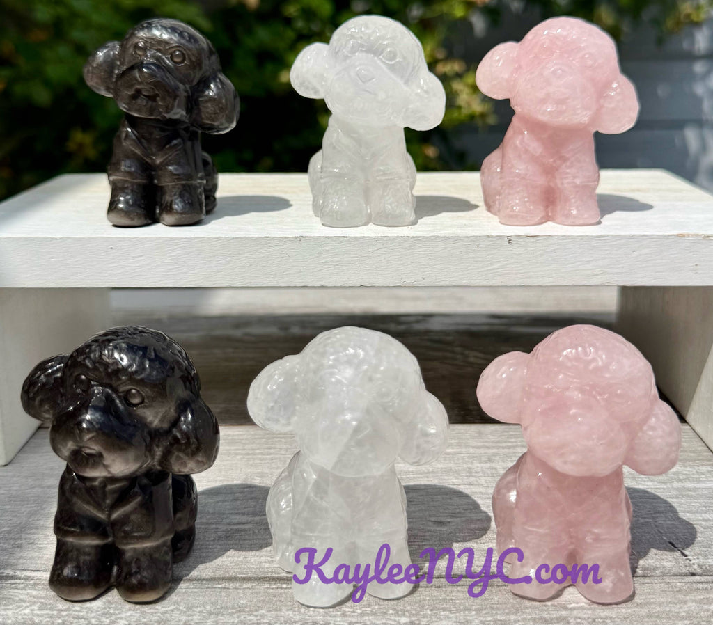 6cm Natural mix Crystal Toy Poodle Healing Energy
