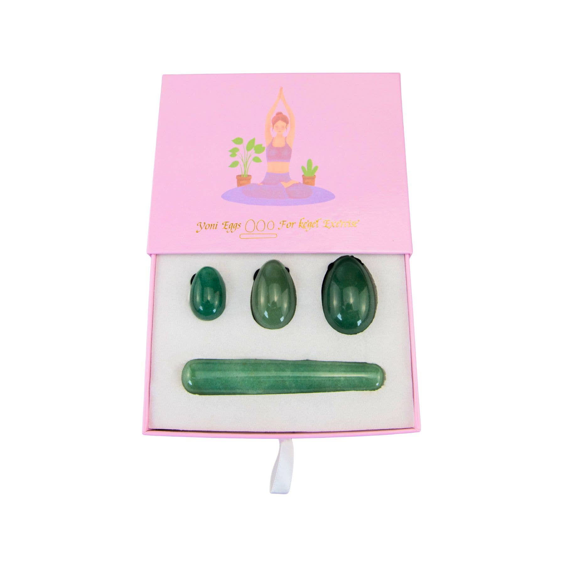 Yoni Eggs: Green Flower Jade / 4pc