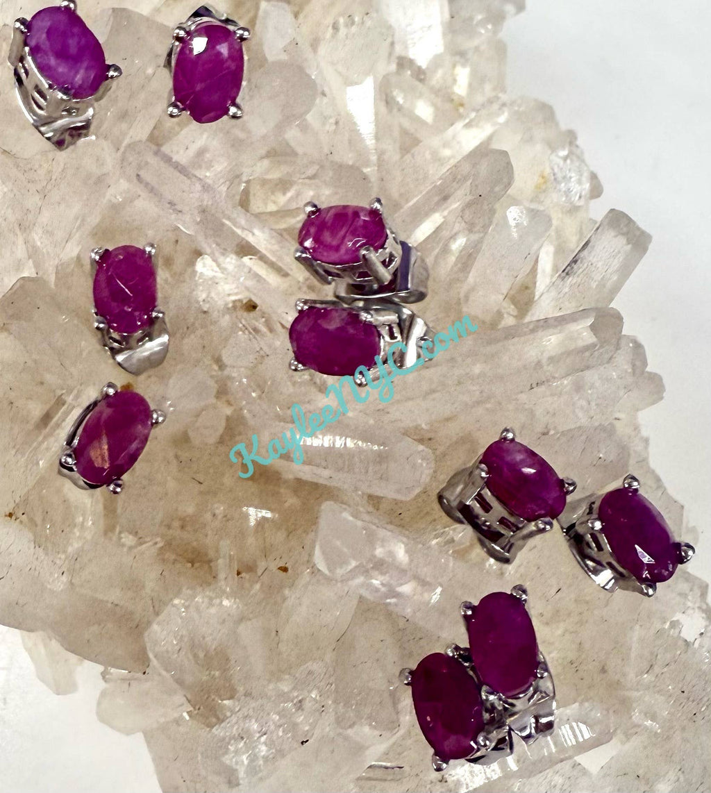 Natural Ruby Stud Earring 4x6mm