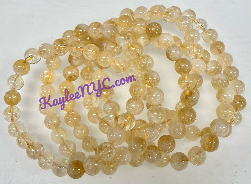 8mm Citrine Crystal Healing Stretch Bracelets 7.5" Energy