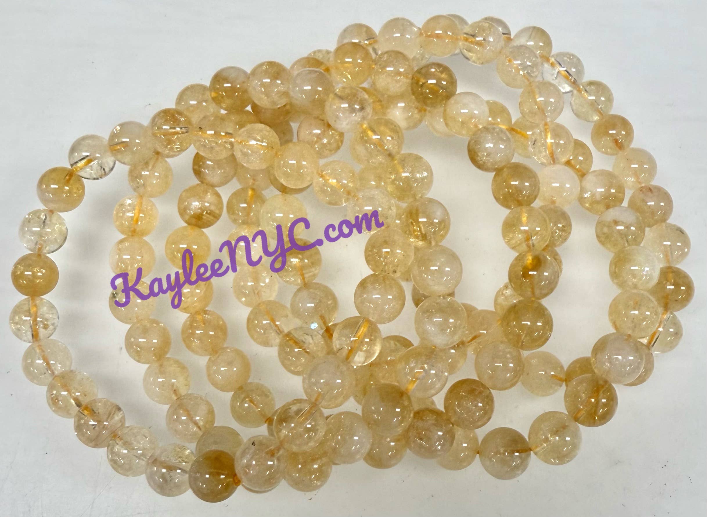 8mm Citrine Crystal Healing Stretch Bracelets 7.5" Energy