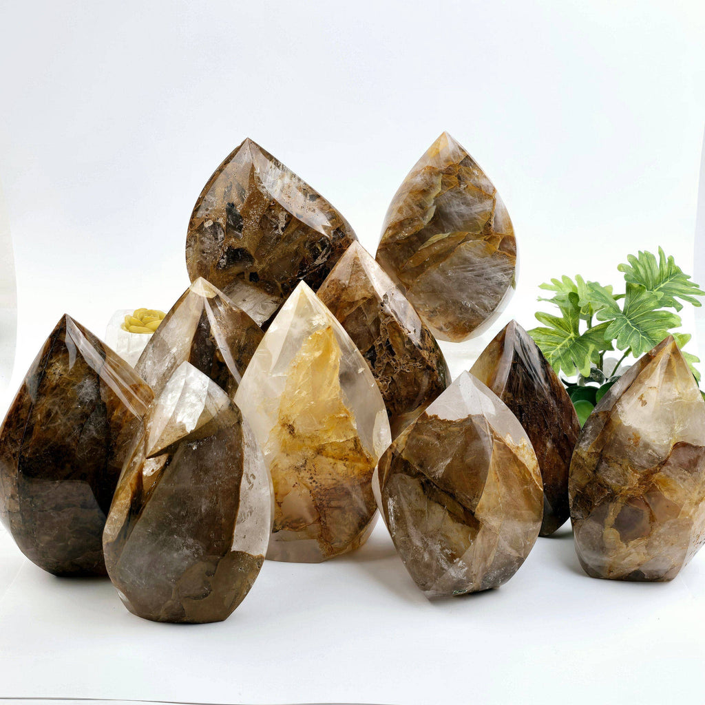 Golden Healer Quartz Crystal Flame Point Cut Base - You Choose #1: 4