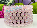 8mm Aura Rose Quartz Crystal Healing Stretch Bracelet 7.5"