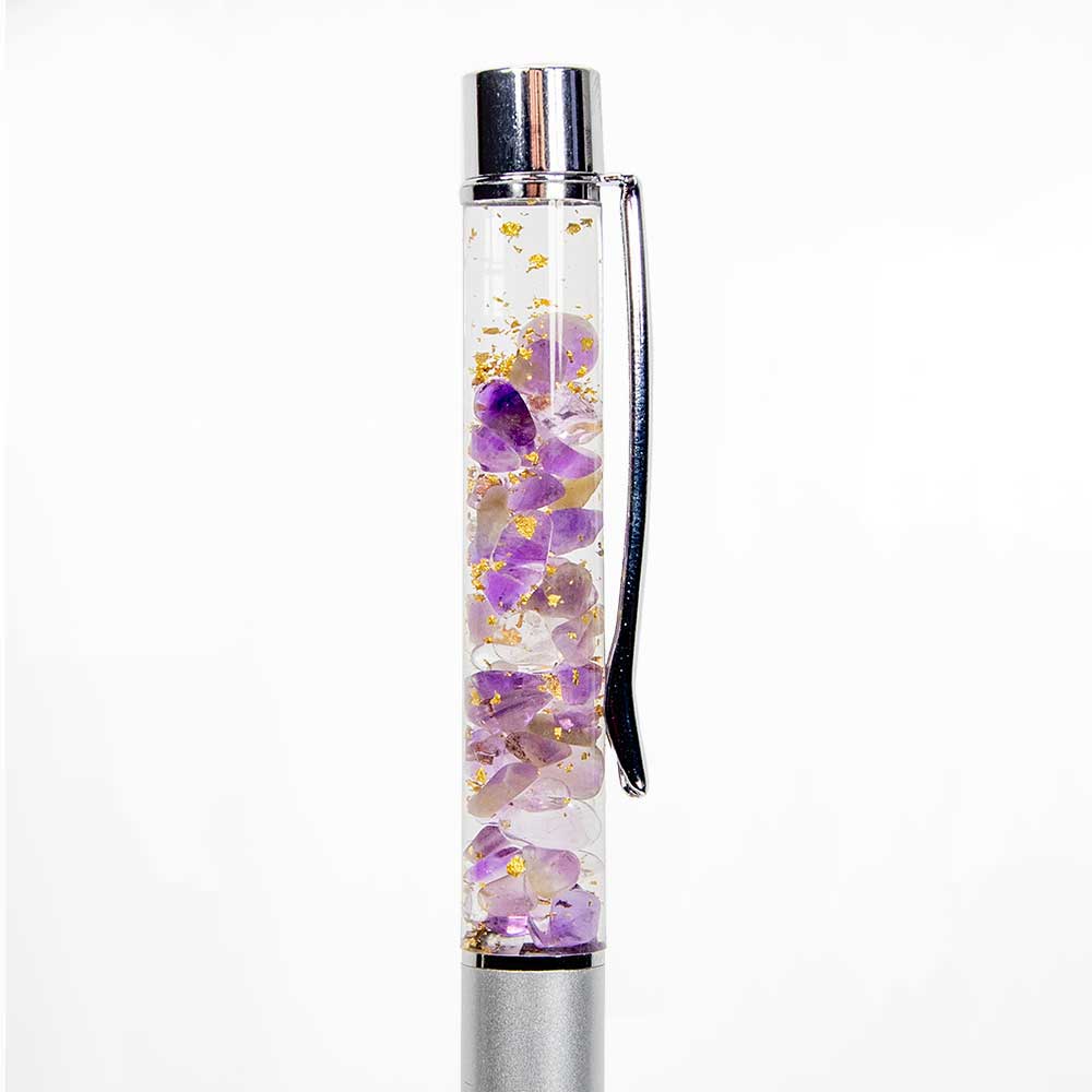 Gemstone Pen Ass't w/ 23K Pure Gold Flakes Display of 36: Gold Flakes