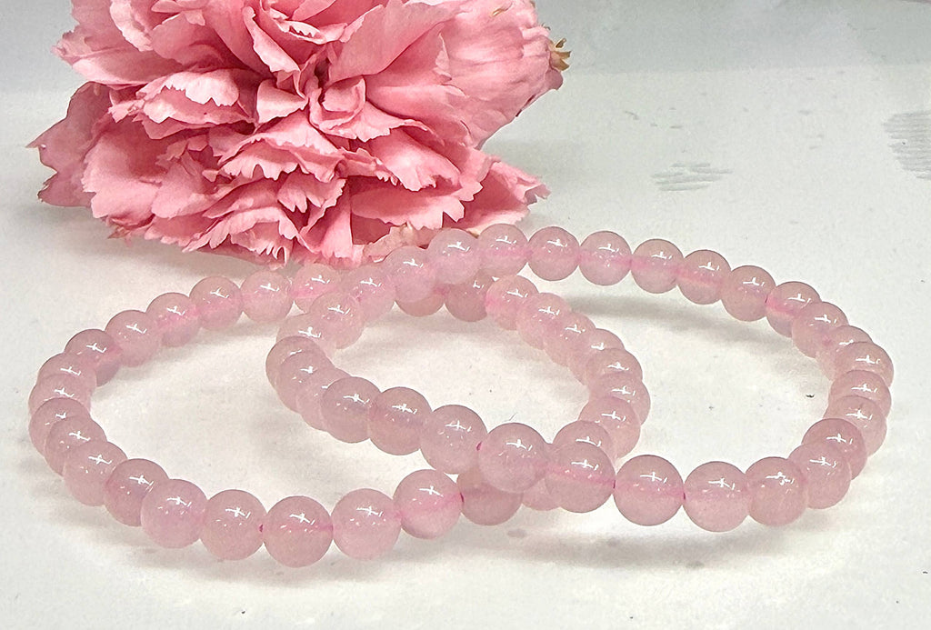 6mm Natural Rose Quartz Crystal Healing Stretch Bracelet