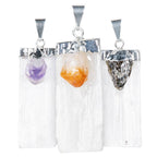SELENITE AND GEMSTONE PENDANTS: AMETHYST