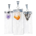 SELENITE AND GEMSTONE PENDANTS: ROSE QUARTZ